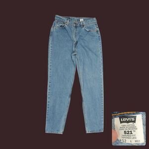 Vintage Levis 521 High Rise Mom Jeans Light Wash Womens Size 12 W31